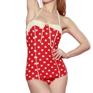 Bettie Page retro polka dot swimsuit size 6/XS